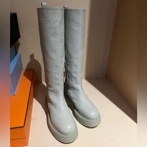 BNWT leather knee high lug sole boots